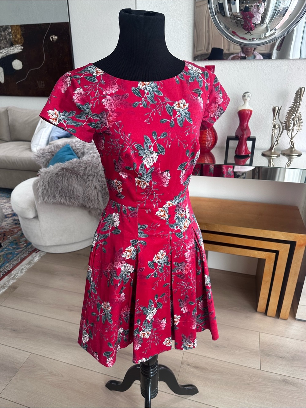 French Connection Fuchsia Floral Fit-and-Flare Dress